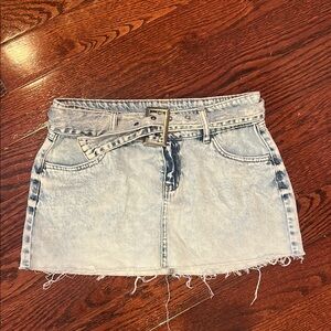 Denim Mini Skirt with Belt